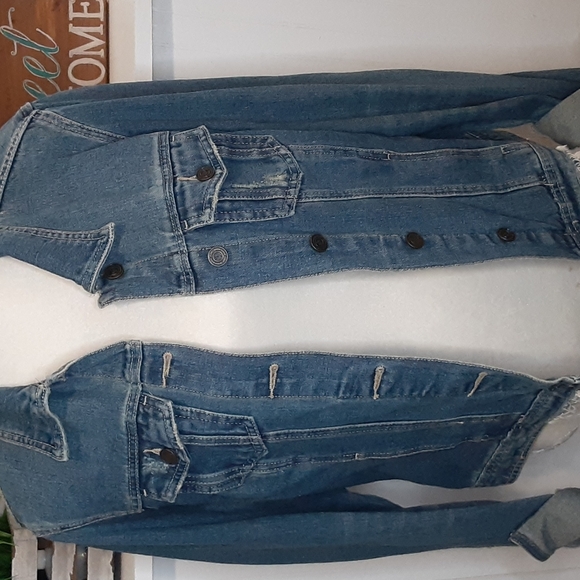 Boom Boom Denim Jean Jacket Distressed - Picture 1 of 6
